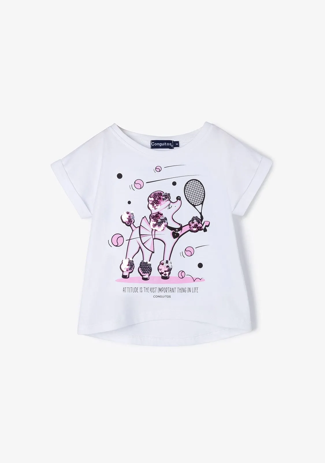 Girl's Puppy Sequins T-shirt